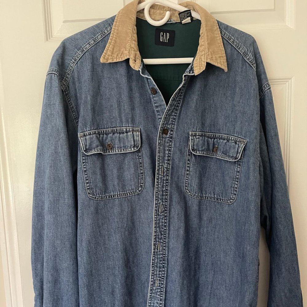 VINTAGE GAP Men's Faded Denim Shirt Jacket